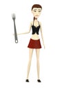 Cartoon girl with kitchen untensil Royalty Free Stock Photo