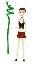 Cartoon girl with lucky bamboo Royalty Free Stock Photo