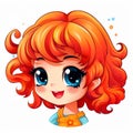 a cartoon girl with orange hair and blue eyes Royalty Free Stock Photo