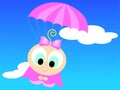 Cartoon girl with parachute