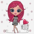 Cartoon Girl with pink hair Royalty Free Stock Photo