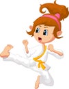 Cartoon Girl playing karate Royalty Free Stock Photo