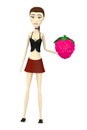 Cartoon girl with raspberry