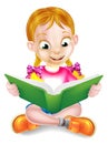 Cartoon Girl Reading Amazing Book Royalty Free Stock Photo