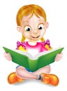 Cartoon Girl Reading Amazing Book