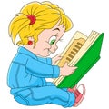 Cartoon girl reading book Royalty Free Stock Photo