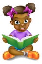 Cartoon Girl Reading Book Royalty Free Stock Photo