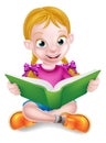 Cartoon Girl Reading Book Royalty Free Stock Photo