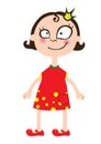 Cartoon girl in red dress and red sandals