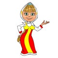 Cartoon girl in Russian national dress Royalty Free Stock Photo