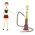 Cartoon girl with shisha