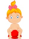 Cartoon girl sitting on the potty