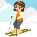 Cartoon Girl Skiing