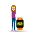 Cartoon girl smart watch app email