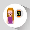 Cartoon girl smart watch app music