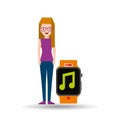 Cartoon girl smart watch app music