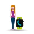 Cartoon girl smart watch app telephone