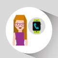 Cartoon girl smart watch app telephone