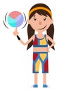 Cartoon girl spinning a ball on her finger illustration vector