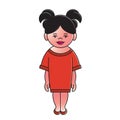 Cartoon girl standing in red frock