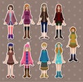 Cartoon girl stickers