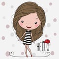 Cartoon Girl in a striped dress Royalty Free Stock Photo