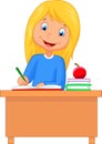 Cartoon girl studying