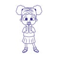 Cartoon girl surprised icon, flat design