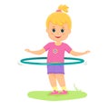 Cartoon girl twists the hoop