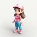 Cute 3d Cartoon Girl Model With Playful Outfit