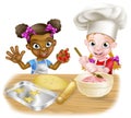 Cartoon Girls Baking Royalty Free Stock Photo