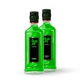 Pair of bottles with green absinthe