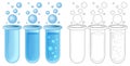 Cartoon glass tubes set for science illustration Royalty Free Stock Photo