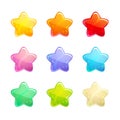 Cartoon glossy colorful stars set.