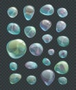 Cartoon glossy transparent soap bubbles Royalty Free Stock Photo