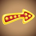 Cartoon glowing arrow pointing. Vector illustration. Street sign Simple ui item