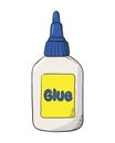 Cartoon glue bottle on white.