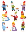 Cartoon gnome characters vector illustration.
