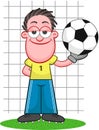Cartoon Goalkeeper Holding Ball Royalty Free Stock Photo