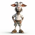 Distinctive Cartoon Goat Character Render In Daz3d Style