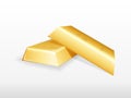 Cartoon gold bar on white background