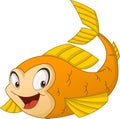 Cartoon gold fish. Vector illustration of funny happy animal.