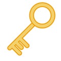 Cartoon gold key, skeleton logo, old gold, room house key Royalty Free Stock Photo