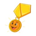 Cartoon gold medal, vector illustration Royalty Free Stock Photo