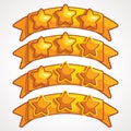Cartoon gold stars on the ribbon, game elements Royalty Free Stock Photo