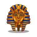 Cartoon golden achievement, Egyptian pharoah figurine isolated on white background. Royalty Free Stock Photo