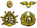 Cartoon golden army badges for peaked caps