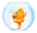 Cartoon goldfish in bowl Royalty Free Stock Photo