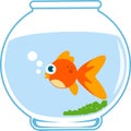 Cartoon Goldfish In Fishbowl