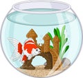 Cartoon goldfish swimming in fishbowl Royalty Free Stock Photo